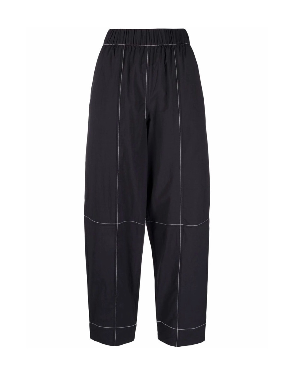 Ganni Black Wide-Leg Chinos with Contrast Stitching